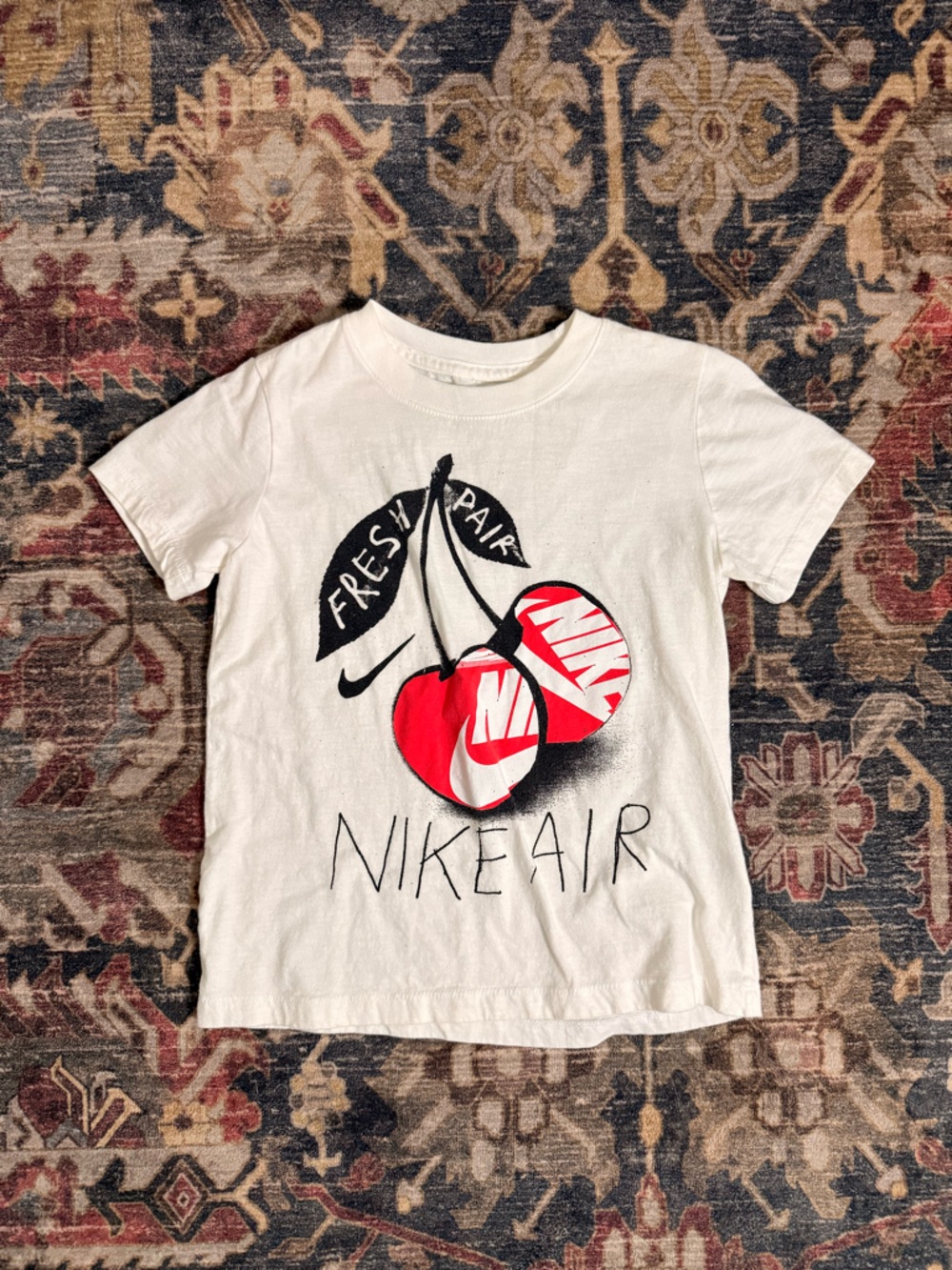 Nike White T-Shirt with Fresh Pair Red & Black Cherry Graphic